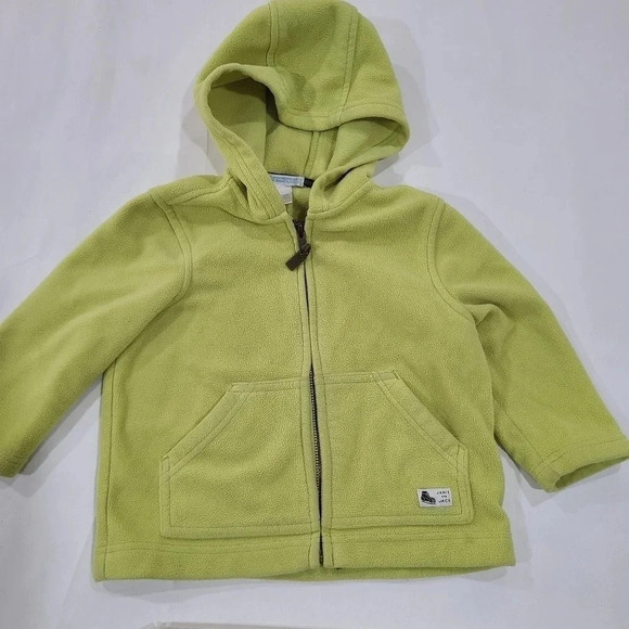 Janie and Jack Size 12m - 24m 2T lime green Fleece sweater hoodie zip sweatshirt - Picture 1 of 5